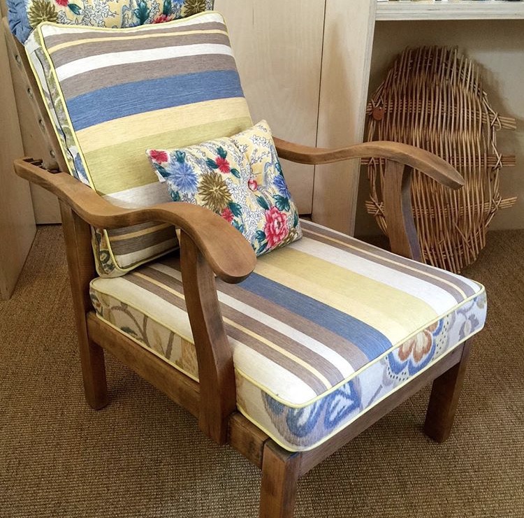 Vintage Stripe Floral Timber Chair